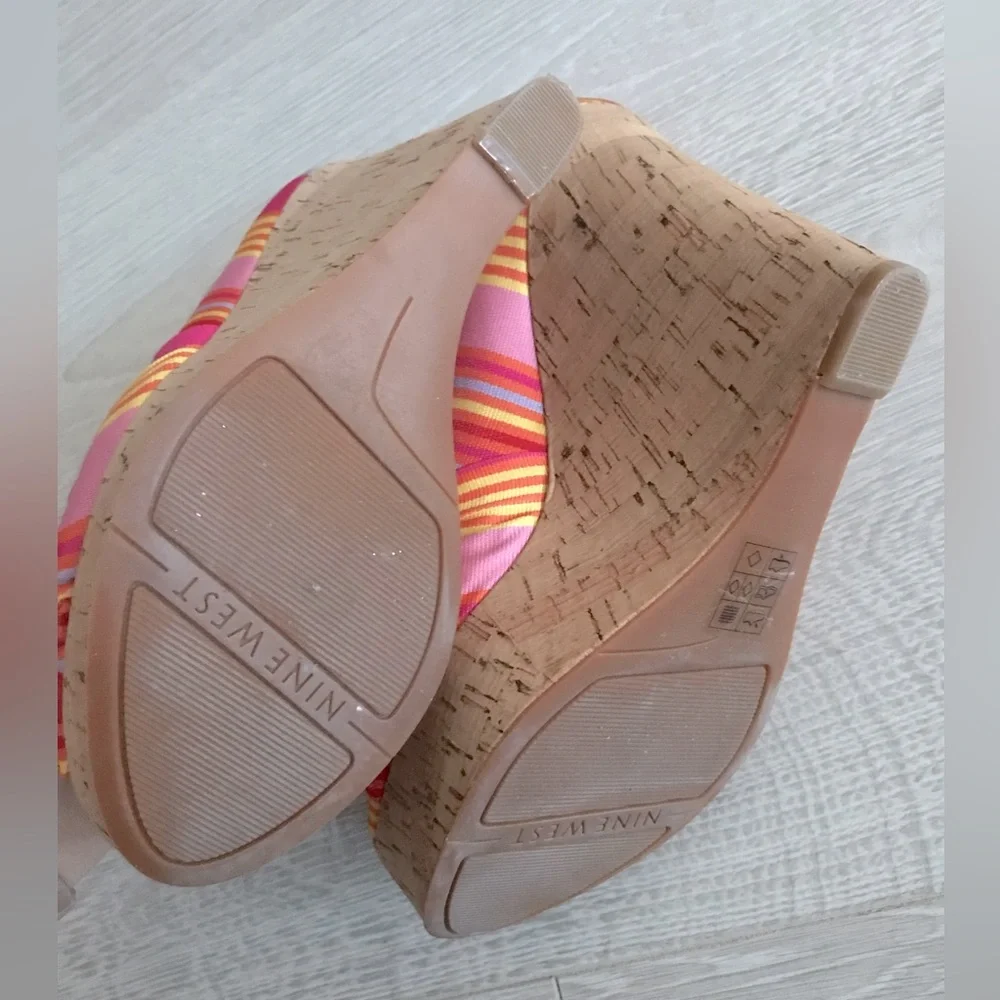 Nine West Chillpill Peep Toe Platform Wedge Sandals - Picture 7 of 8